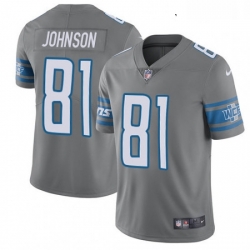 Youth Nike Detroit Lions 81 Calvin Johnson Limited Steel Rush Vapor Untouchable NFL Jersey