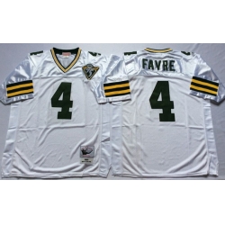 Men Green Bay Green Bay Packers 4 Brett Favre White M&N Throwback Jersey