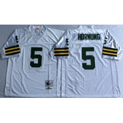 Men Green Bay Green Bay Packers 5 Paul Hornung White M&N Throwback Jersey