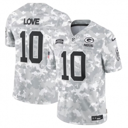 Men Green Bay Packers 10 Jordan Love 2024 Arctic Camo Salute To Service Limited Stitched Football Jersey