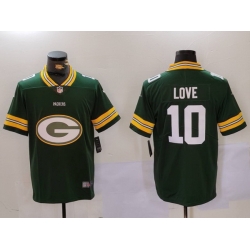 Men Green Bay Packers 10 Jordan Love Green Big Logo Vapor Limited Stitched Football Jersey