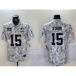 Men Green Bay Packers 15 Bart Starr 2024 F U S E Arctic Camo Salute To Service Limited Stitched Football Jersey