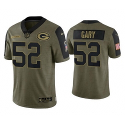 Men Green Bay Packers 52 Rashan Gary 2021 Olive Salute To Service Limited Stitched Jersey