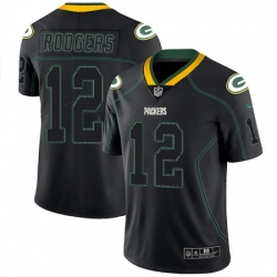 Men Nike Green Bay Packers 12 Aaron Rodgers Limited Lights Out Black Rush NFL Jersey