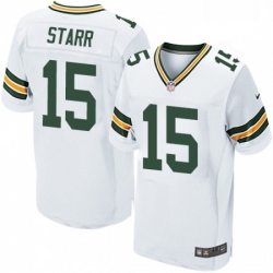 Men Nike Green Bay Packers 15 Bart Starr Elite White NFL Jersey