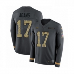 Men Nike Green Bay Packers 17 Davante Adams Limited Black Salute to Service Therma Long Sleeve NFL Jersey