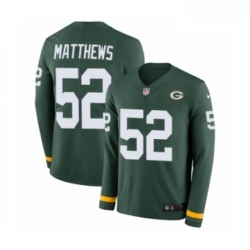 Men Nike Green Bay Packers 52 Clay Matthews Limited Green Therma Long Sleeve NFL Jersey