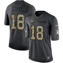 Nike Packers #18 Randall Cobb Black Mens Stitched NFL Limited 2016 Salute To Service Jersey