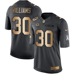 Nike Packers #30 Jamaal Williams Black Mens Stitched NFL Limited Gold Salute To Service Jersey