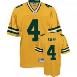 Reebok Green Bay Packers 4 Brett Favre Yellow Authentic Throwback NFL Jersey