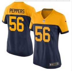 Women New Green Bay Packers #56 Julius Peppers Navy Blue Alternate Stitched NFL New Elite Jersey