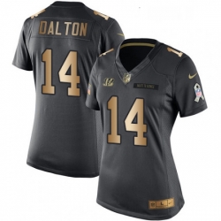 Womens Nike Cincinnati Bengals 14 Andy Dalton Limited BlackGold Salute to Service NFL Jersey