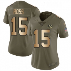 Womens Nike Cincinnati Bengals 15 John Ross Limited OliveGold 2017 Salute to Service NFL Jersey