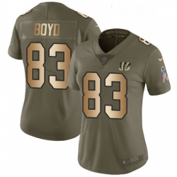 Womens Nike Cincinnati Bengals 83 Tyler Boyd Limited OliveGold 2017 Salute to Service NFL Jersey