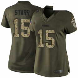 Womens Nike Green Bay Packers 15 Bart Starr Elite Green Salute to Service NFL Jersey