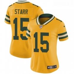 Womens Nike Green Bay Packers 15 Bart Starr Limited Gold Rush Vapor Untouchable NFL Jersey