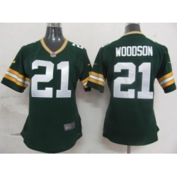 Womens Nike Green Bay Packers 21 Woodson Green Nike NFL Jerseys