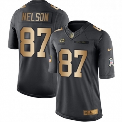 Youth Nike Green Bay Packers 87 Jordy Nelson Limited BlackGold Salute to Service NFL Jersey