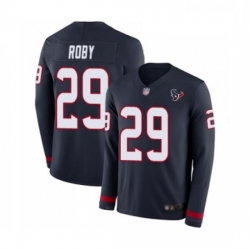 Men Houston Texans 29 Bradley Roby Limited Navy Blue Therma Long Sleeve Football Jersey