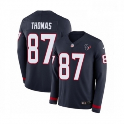 Men Nike Houston Texans 87 Demaryius Thomas Limited Navy Blue Therma Long Sleeve NFL Jersey