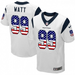 Men Nike Houston Texans 99 JJ Watt Elite White Road USA Flag Fashion NFL Jersey