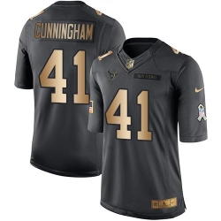 Nike Texans #41 Zach Cunningham Black Mens Stitched NFL Limited Gold Salute To Service Jersey