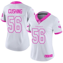 Nike Texans #56 Brian Cushing White Pink Womens Stitched NFL Limited Rush Fashion Jersey