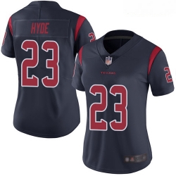 Texans #23 Carlos Hyde Navy Blue Women Stitched Football Limited Rush Jersey 2