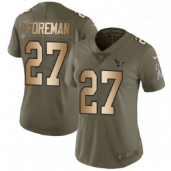 Womens Nike Houston Texans 27 DOnta Foreman Limited OliveGold 2017 Salute to Service NFL Jersey