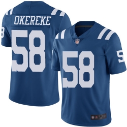 Colts 58 Bobby Okereke Royal Blue Men Stitched Football Limited Rush Jersey