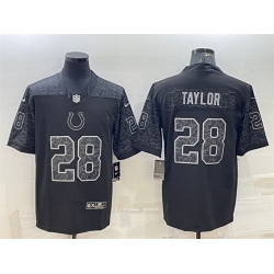 Men Indianapolis Colts 28 Jonathan Taylor Black Reflective Limited Stitched Football Jersey