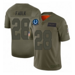 Men Indianapolis Colts 28 Marshall Faulk Limited Camo 2019 Salute to Service Football Jersey