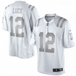 Men Nike Indianapolis Colts 12 Andrew Luck Limited White Platinum NFL Jersey