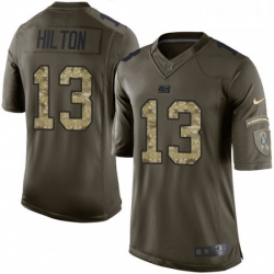 Men Nike Indianapolis Colts 13 TY Hilton Elite Green Salute to Service NFL Jersey