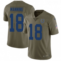 Men Nike Indianapolis Colts 18 Peyton Manning Limited Olive 2017 Salute to Service NFL Jersey