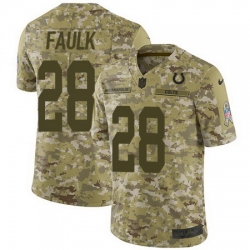 Nike Colts #28 Marshall Faulk Camo Mens Stitched NFL Limited 2018 Salute To Service Jersey