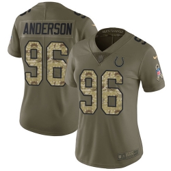 Nike Colts #96 Henry Anderson Olive Camo Womens Stitched NFL Limited 2017 Salute to Service Jersey