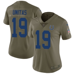 Womens Nike Colts #19 Johnny Unitas Olive  Stitched NFL Limited 2017 Salute to Service Jersey