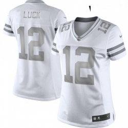 Womens Nike Indianapolis Colts 12 Andrew Luck Limited White Platinum NFL Jersey