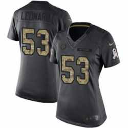 Womens Nike Indianapolis Colts 53 Darius Leonard Limited Black 2016 Salute to Service NFL Jersey