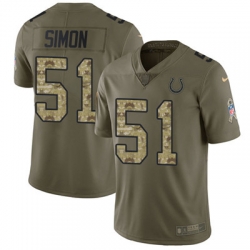 Youth Nike Colts #51 John Simon Olive Camo Stitched NFL Limited 2017 Salute to Service Jersey