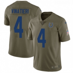 Youth Nike Indianapolis Colts 4 Adam Vinatieri Limited Olive 2017 Salute to Service NFL Jersey