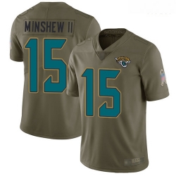 Jaguars 15 Gardner Minshew II Olive Men Stitched Football Limited 2017 Salute To Service Jersey