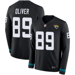 Jaguars 89 Josh Oliver Black Team Color Men Stitched Football Limited Therma Long Sleeve Jersey