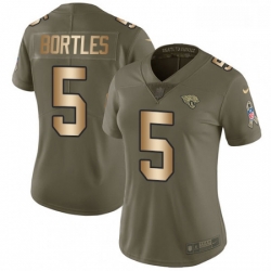 Womens Nike Jacksonville Jaguars 5 Blake Bortles Limited OliveGold 2017 Salute to Service NFL Jersey