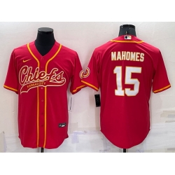 Men Kansas City Chiefs 15 Patrick Mahomes Red Cool Base Stitched Baseball Jersey