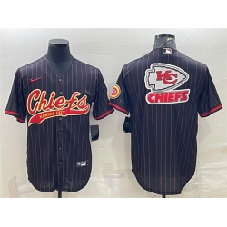 Men Kansas City Chiefs Black Team Big Logo With Patch Cool Base Stitched Baseball Jersey