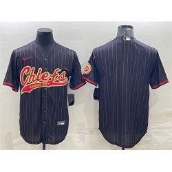 Men Kansas City Chiefs Blank Black With Patch Cool Base Stitched Baseball Jersey