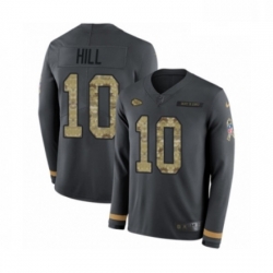 Men Nike Kansas City Chiefs 10 Tyreek Hill Limited Black Salute to Service Therma Long Sleeve NFL Jersey