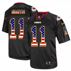 Men Nike Kansas City Chiefs 11 Alex Smith Elite Black USA Flag Fashion NFL Jersey